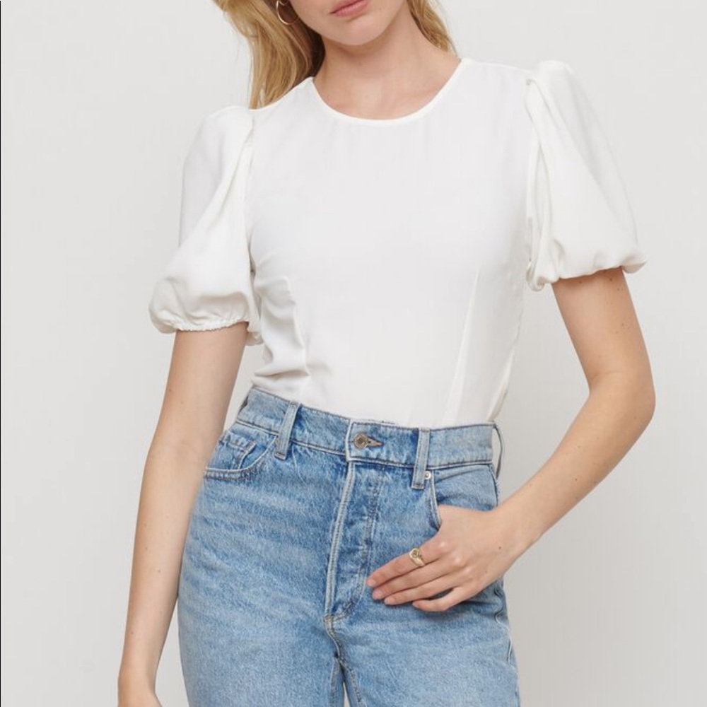 Open Back Puff Short Sleeve Top